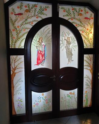 Porta da interno vetrata artistica