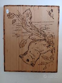 quadro, pirografo "scoiattolo". 