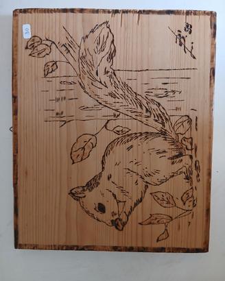 quadro, pirografo "scoiattolo". 