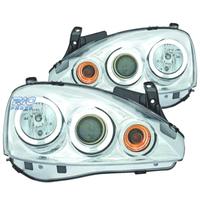 FARI OPEL CORSA C 00-06 OCCHI ANGELI CCFL FONDO CR