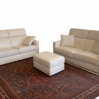 Salotto Poltrone&Sofà in pelle bianca con letto