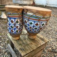 Coppia di bongos tradizionale ceramica e pelle