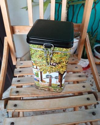 Scatola latta caffè vintage ermetica alpina