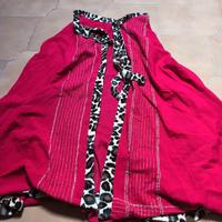 Mantello rosso costume di Carnevale bordo leoparda