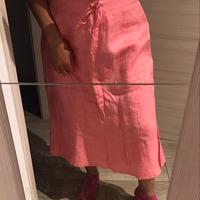 Gonna a campana sotto ginocchio in puro lino