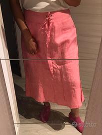 Gonna a campana sotto ginocchio in puro lino