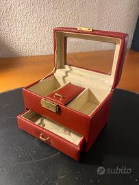 Portagioie da viaggio Ecopelle Rossa con Cassetto