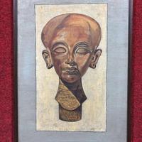 dipinto olio tela Agga Testa Egiziana 1969 60x40