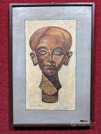 dipinto olio tela Agga Testa Egiziana 1969 60x40