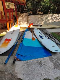 2 windsurf + 1 canoa completi vintage