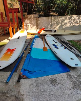 2 windsurf + 1 canoa completi vintage