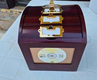 Porta CD in legno massello vintage