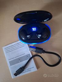 Auricolari wireless Nero senza fili con custodia