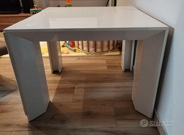 Tavolo console bianco lucido