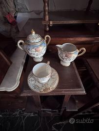 Servizio porcellana vintage 7 pezzi con dorature