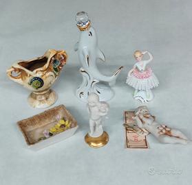 Lotto 6 oggetti vintage in porcellana Capodimonte