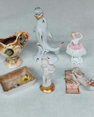 Lotto 6 oggetti vintage in porcellana Capodimonte