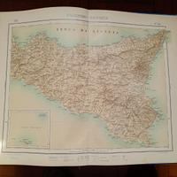 CARTA GEOGRAFICA DELL' ISOLA DI SICILIA DEL 1914