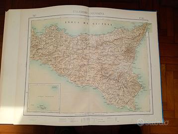 CARTA GEOGRAFICA DELL' ISOLA DI SICILIA DEL 1914