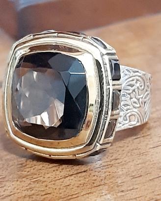 anello donna solitario topazio argento 925 onici
