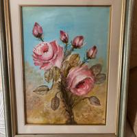 Quadro olio su tela rose - firmato migliorini con