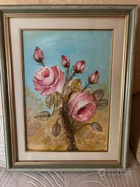 Quadro olio su tela rose - firmato migliorini con