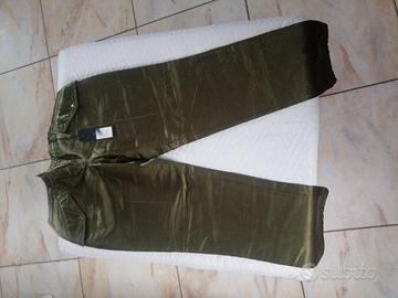 pantaloni Cargo in Satina/Raso Verde Militare