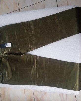 pantaloni Cargo in Satina/Raso Verde Militare