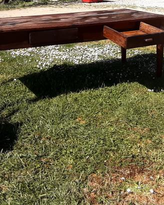 GRANDE TAVOLA  CON 3 SEDIE IN LEGNO PAGLIA 