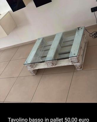 Mobili basso in pallet con vetro