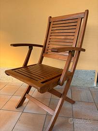 4  sedie Teak pieghevoli con braccioli