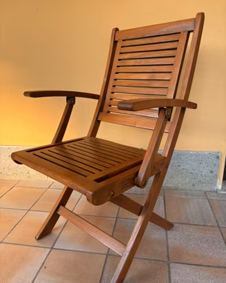 4  sedie Teak pieghevoli con braccioli