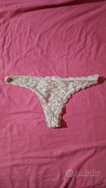 set tanga e brasiliana in pizzo bianco S