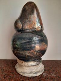 grande scultura ceramica RAKU secolo XX, h cm 44