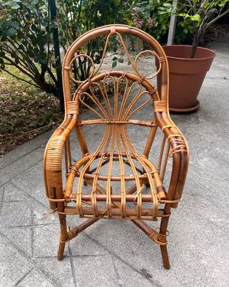 Poltroncina vintage bambù bambini '70
