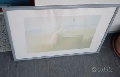 QUADRO CORNICE GRIGIA, STAMPA/LITOGRAFIA, FIRMATO