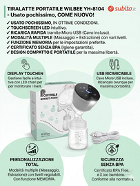 Tiralatte Elettrico Portatile WilBee Touch Screen