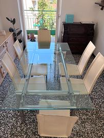 Tavolo da pranzo allungabile in vetro