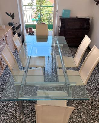 Tavolo da pranzo allungabile in vetro
