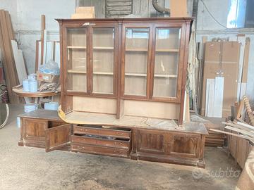 Libreria Vetrina in Noce Massello