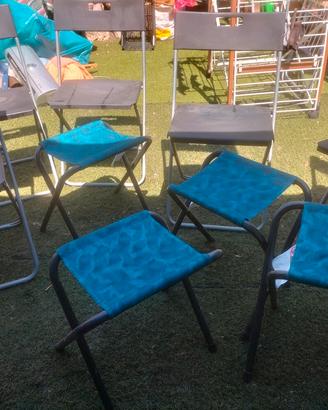6 sedie pieghevoli plastica ferro 4 sgabelli