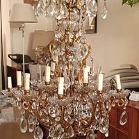 Lampadario vintage metallo e cristallo