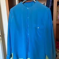 Camicia da donna seta turchese tg.m, manica lunga