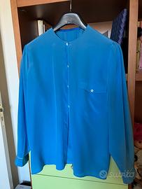 Camicia da donna seta turchese tg.m, manica lunga