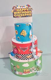 Torta finta compleanno  "Toy Story & Cars"
