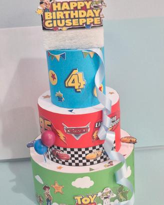 Torta finta compleanno  "Toy Story & Cars"