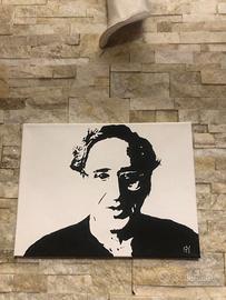 QUADRO DIPINTO SU TELA ''Franco Battiato'' firmato