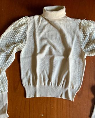 Maglione Zara collo alto maniche pizzo