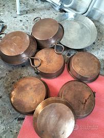 rame martellato a mano pentole vintage originali 