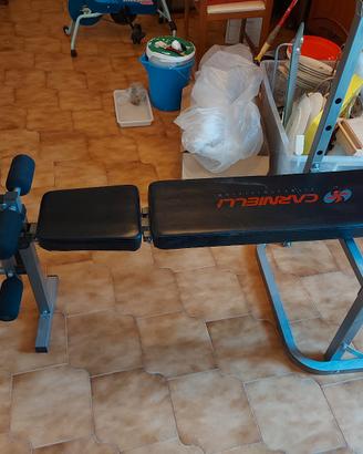 Panca piana più bilanciere e pesi